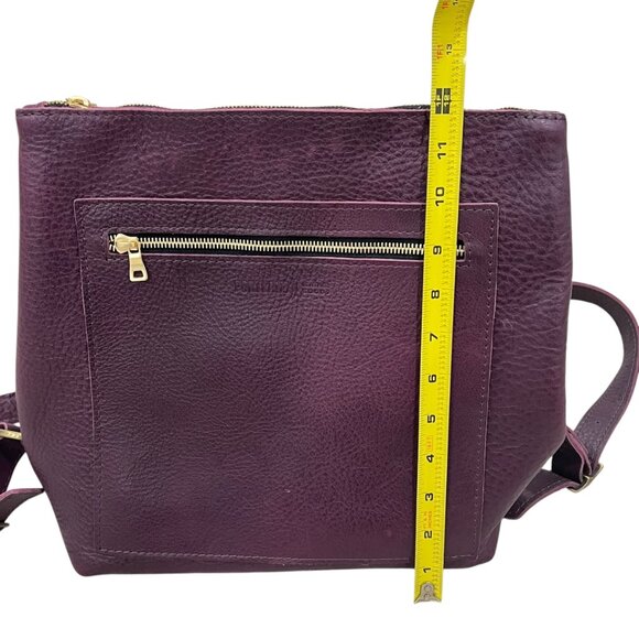 Portland Leather Goods Backpack Purse In Plum Purple With Gold Zippers & Adjusta - Picture 6 of 14